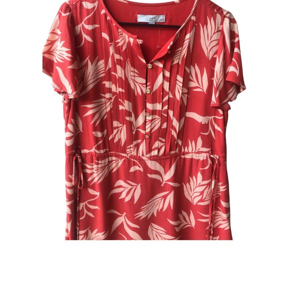 Loft Palm Print Side Tie Swing Fit Dress Size M/P - Picture 5 of 6